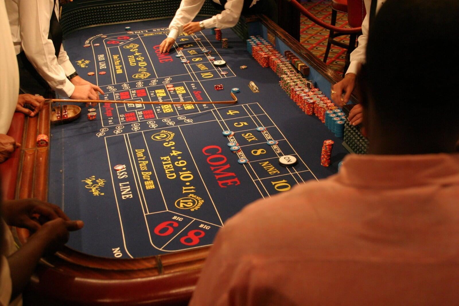 Craps table in play at a casino destination